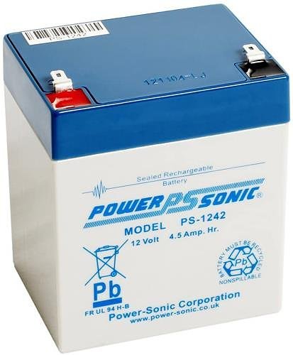 Power Sonic PS-1242 PS Series, 12V, 4.5Ah, 6 Cells, Sealed Lead Acid Rechargable Battery, 20-Hr Rate Capacity